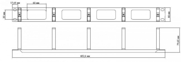 15446 Организатор CM-1U-PL кабельный с пласт. кольцами 19дюйм 1U Hyperline 