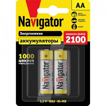 94463 Аккумулятор AA/HR6 94 463 NHR-2100-HR6-BP2 (блист.2шт) Navigator 
