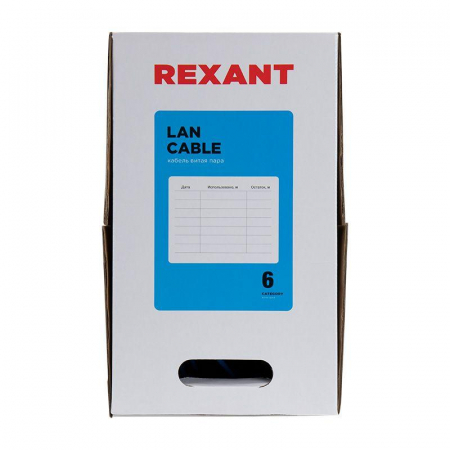 01-0047 Кабель витая пара U/UTP кат.6 4х2х23AWG solid CU PVC син. (м) Rexant 