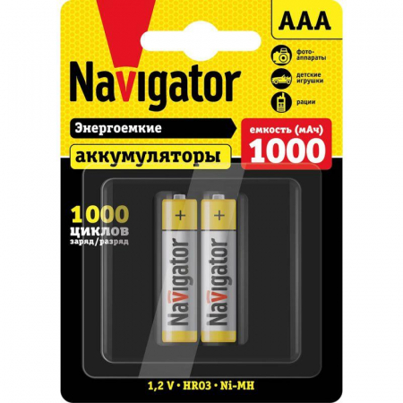 94462 Аккумулятор AAA/HR03 94 462 NHR-1000-HR03-BP2 (блист.2шт) Navigator 