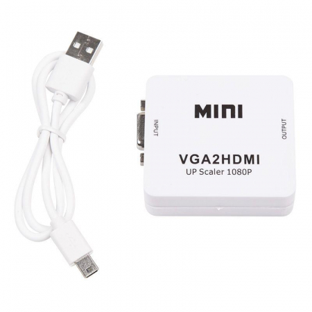 17-6930 Конвертер VGA + Стерео 3.5мм на HDMI пластик бел. Rexant 