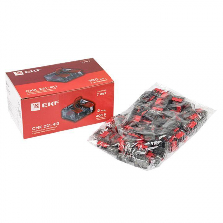 plc-smk-221-413 Клемма строительно-монтажная СМК 221-413 3-проводная 0.2-4кв.мм (уп.100шт) PROxima EKF 