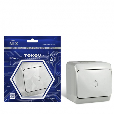 TKE-NX-DB-C06-IP54 Кнопка звонка ОП Nix 10А IP54 250В сер. TOKOV ELECTRIC 