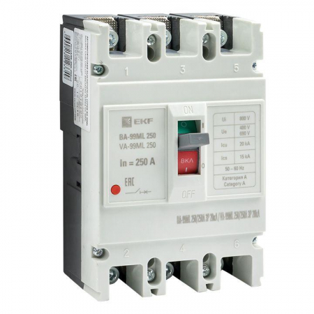 mccb99-250-250mi Выключатель автоматический 3п 250/250А 20кА ВА-99МL Basic EKF 