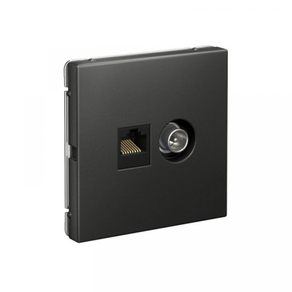 GAL001489 Розетка компьютерная + телевизионная 2-м ArtGallery RJ45 + TV кат.5E базальт SE 