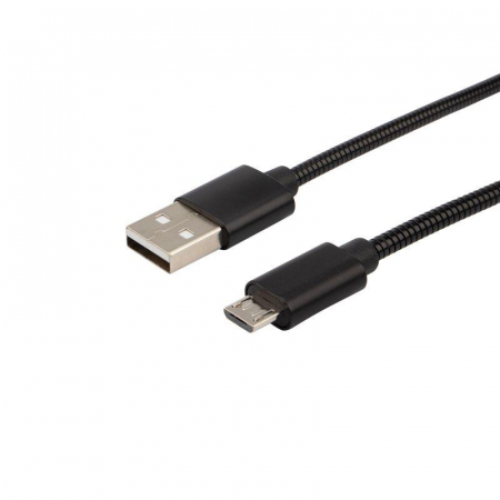 18-4241 Кабель USB microUSB шнур в металлической оплетке серебристый Rexant 