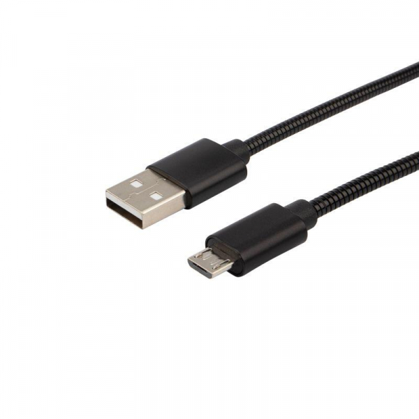 18-4241 Кабель USB microUSB шнур в металлической оплетке серебристый Rexant 