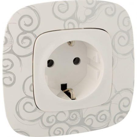 753721 Розетка 1-м СП Valena Allure 16А IP2X 250В 2P+E безвинтов. клеммы с лицев. панелью механизм бел. Leg 
