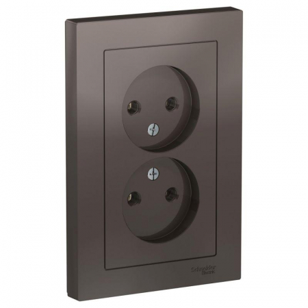 ATN000620 Розетка 2-м СП AtlasDesign 16А IP20 без заземл. в сборе мокко SE 