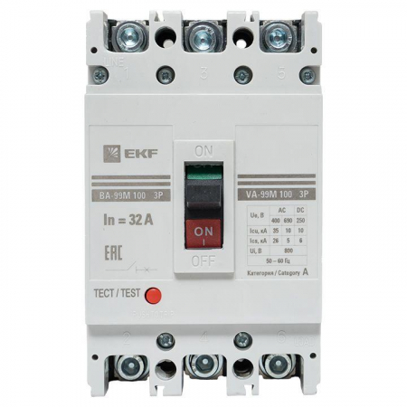 mccb99-100-32m Выключатель автоматический 3п 100/32А 35кА ВА-99М PROxima EKF 