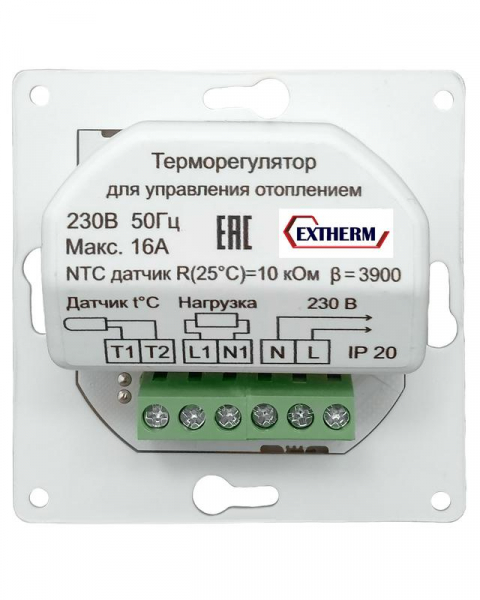 Extherm Th-HF-E-B Термостат механический с ручным управлением; датчиком темпер. пола; под рамку Legrand Etica беж. 