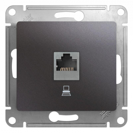 GSL001381K Розетка компьютерная 1-м Glossa RJ45 кат.5E механизм графит SE 