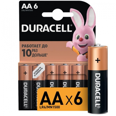 Б0014859 Элемент питания алкалиновый AA/LR6-6BL Basic (блист.6шт) Duracell 