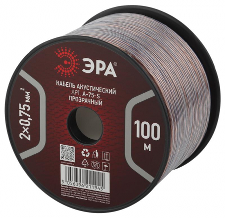 Б0048272 Кабель акустический 2х0.75 прозр. (м) Эра 