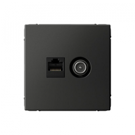 GAL001489 Розетка компьютерная + телевизионная 2-м ArtGallery RJ45 + TV кат.5E базальт SE 