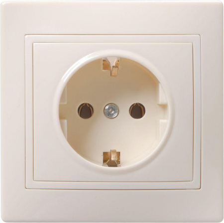 ERK14-K33-16-DM Розетка 1-м СП Кварта РС10-3-ККм 16А IP20 с заземл. без защ. шторок крем. IEK 