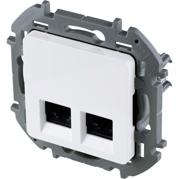 673840 Розетка компьютерная 2-м Inspiria RJ45 кат.6 UTP механизм бел. Leg 
