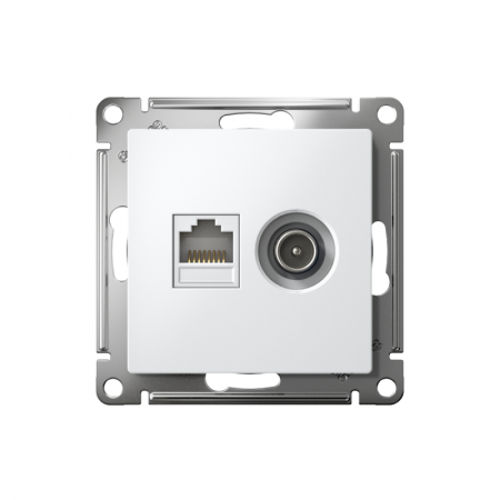 ATN000189 Розетка компьютерная + телевизионная 2-м AtlasDesign RJ45 кат.5E + TV механизм бел. SE 