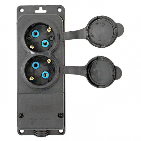 RPS-018-16-230-44-r Колодка 2-м 16А IP44 2P+PE 230В с защ. крышками каучук PROxima EKF 