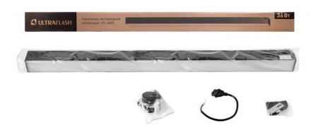 15547 Светильник светодиодный офисный LPL-6009 900х55х55 36Вт 4000К LED черн. Ultraflash 