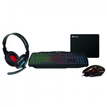 Б0060194 Комплект клавиатура и мышь GXZ900 игровой 1200-3600dpi + коврик + гарнитура черн. Intro 