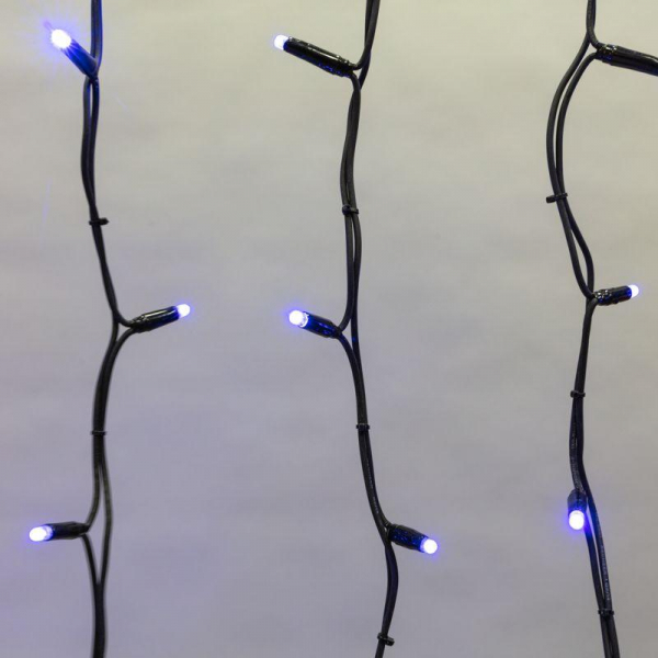 Гирлянда светодиодная "Айсикл" (бахрома) 5.6х0.9м 240LED син. 16Вт 230В IP67 провод каучук черн. Neon-Night 255-243