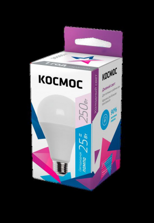 LkecLED25wA65E2765 Лампа светодиодная A65 25Вт 6500К E27 220В КОСМОС 