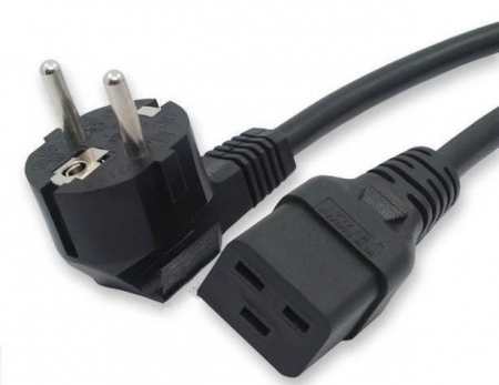 43798 Кабель питания PWC-IEC19-SHM-1.8-BK (Schuko+C19) (3х1.5) 16А угловая вилка 1.8м Hyperline 