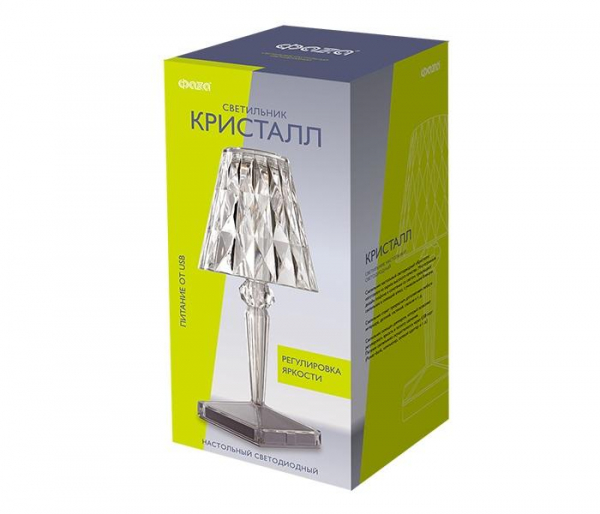 5040922 Светильник светодиодный настольный CTL1-USB 3Вт 120лм 5В 2SMD IP20 диммер: 2700-3000К/4000-4500К/6000-6500К ночник прозр. кристалл акрил ФАZА 