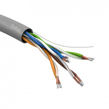 Б0044434 Кабель витая пара U/UTP кат.5E 4х2х24AWG solid CCA PVC Simple сер. (м) Эра 
