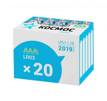KOCLR0320BOX Элемент питания алкалиновый AAA/LR03 (уп.20шт) КОСМОС 