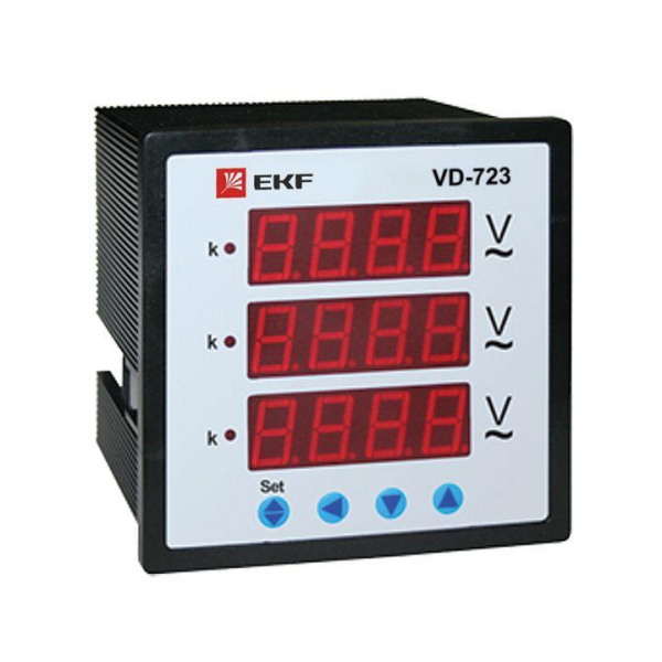 vd-723 Вольтметр цифровой VD-723 на панель 72х72 трехфазный EKF 