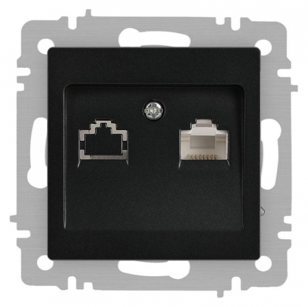 Б0063634 Розетка компьютерная 1-м СП Accent 6-303-05 RJ45 IP20 антрацит Intro 