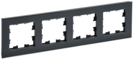 BR-M42-G-K02 Рамка 4-м BRITE РУ-4-2-БрЧ стекло черн. IEK 