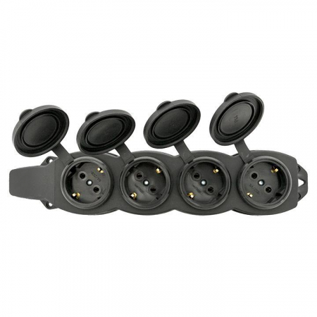 RPS-020-16-230-44 Колодка 4-м 16А IP44 2P+PE 230В с защ. крышками каучук Basic EKF 