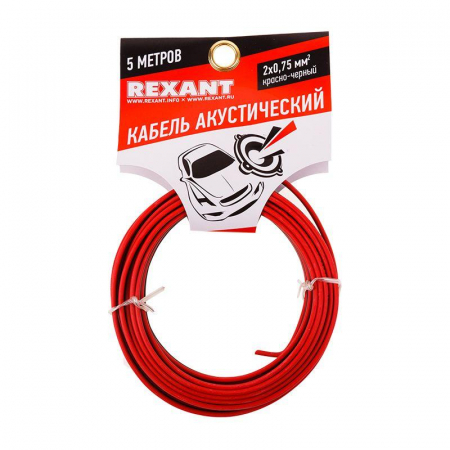 01-6104-3-05 Кабель Stereo 2х0.75 красн./черн. (уп.5м) Rexant 