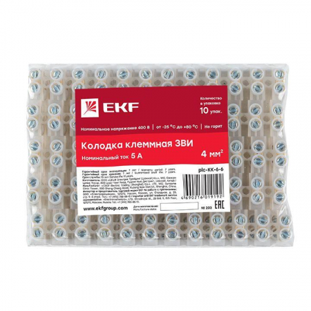plc-KK-6-6 Колодка клеммная 6кв.мм 6А полиэтилен PROxima EKF 