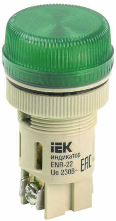 BLS40-ENR-K06 Лампа светосигнальная ENR-22 d22мм 240В AC зел. цилиндр неон IEK 