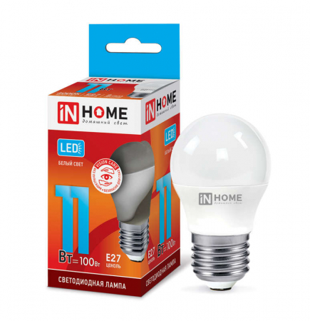 4690612020617 Лампа светодиодная LED-ШАР-VC 11Вт шар 4000К нейтр. бел. E27 1050лм 230В IN HOME 