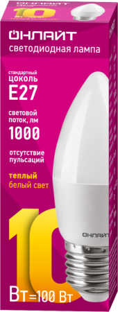 61959 Лампа светодиодная 61 959 OLL-C37-10-230-2.7K-E27-FR 10Вт ОНЛАЙТ 