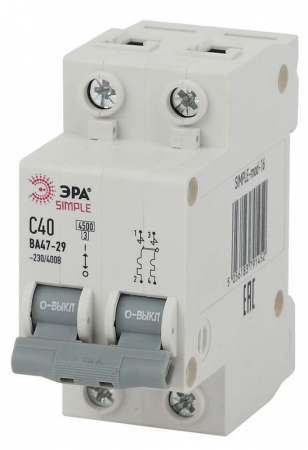 Б0039229 Выключатель автоматический модульный 2п C 16А 4.5кА ВА 47-29 SIMPLE-mod-12 ЭРА 