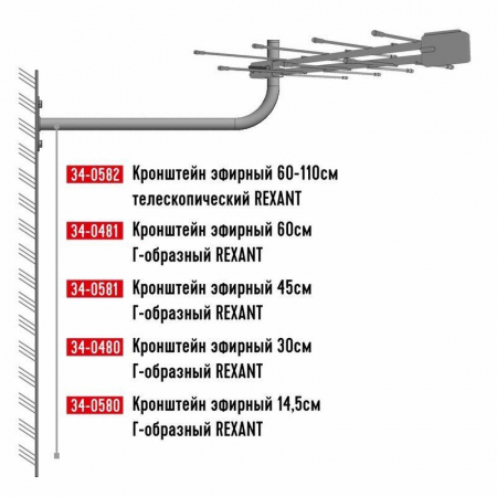 34-0480 Кронштейн эфирный Г-образный 30см Rexant 