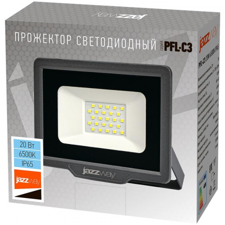5023543A Прожектор светодиодный PFL-C3 20Вт 6500К IP65 ДО закален. прозр. стекло JazzWay 