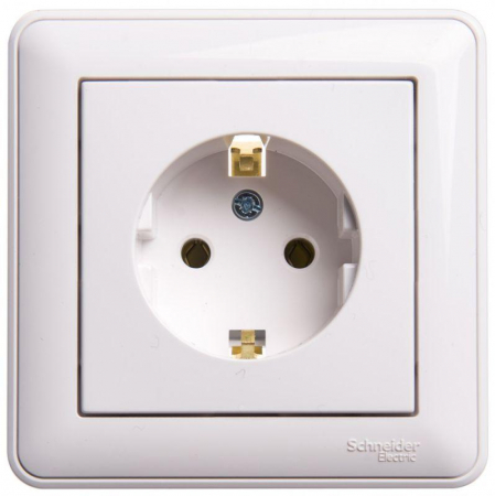 RS16-154-18 Розетка 1-м СП W59 16А IP20 с заземл. без защ. шторок бел. SE 