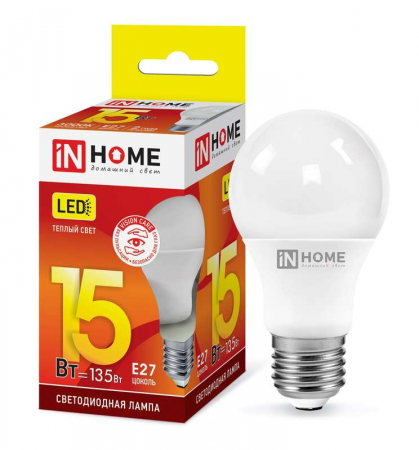 4690612020266 Лампа светодиодная LED-A60-VC 15Вт грушевидная 3000К тепл. бел. E27 1430лм 230В IN HOME 