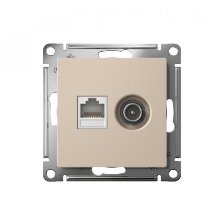 ATN001289 Розетка компьютерная + телевизионная 2-м AtlasDesign RJ45 кат.5E песочн. SE 
