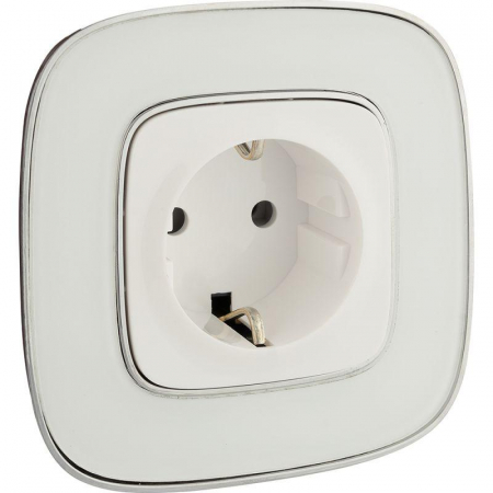 753721 Розетка 1-м СП Valena Allure 16А IP2X 250В 2P+E безвинтов. клеммы с лицев. панелью механизм бел. Leg 