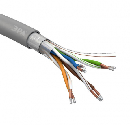 Б0044440 Кабель витая пара F/UTP кат.5E 4х2х24AWG solid CCA PVC Simple сер. (м) Эра 