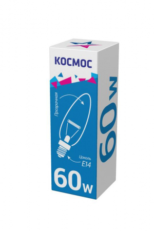 LKsmSCnCL60E14v2 Лампа накаливания Свеча 60Вт E14 прозр. Космос 