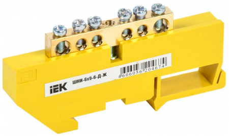 YNN10-69-6D-K05 Шина PE "земля" на DIN-изоляторе ШНИ-6х9-6-Д-Ж IEK 